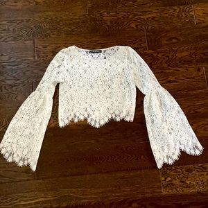 For Love & Lemons White Lace Crop Top S